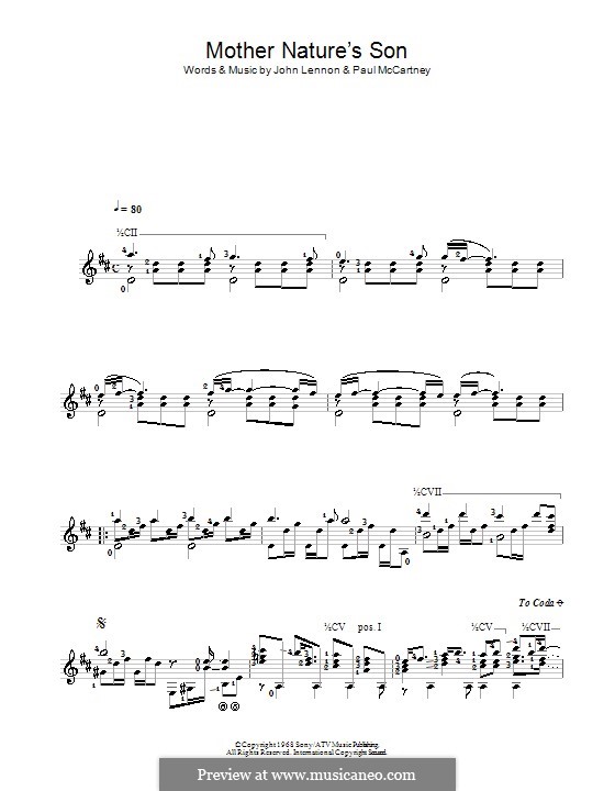 Mother Nature's Son (The Beatles): Für Gitarre by John Lennon, Paul McCartney