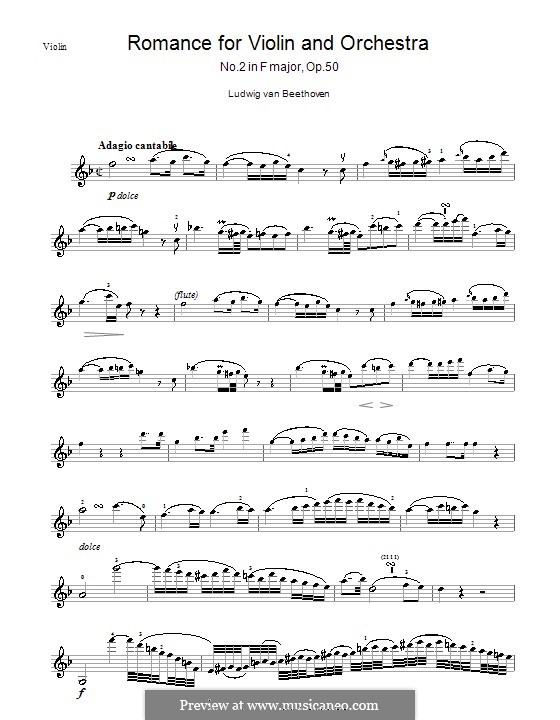 Romanze für Violine und Orchester Nr.2 F-Dur, Op.50: Violine Solo Stimme by Ludwig van Beethoven