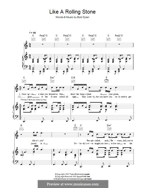 Like a Rolling Stone: Für Stimme und Klavier (oder Gitarre) by Bob Dylan