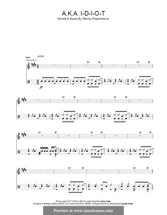 A.K.A. I-D-I-O-T (The Hives): Für Trommeln by Randy Fitzsimmons