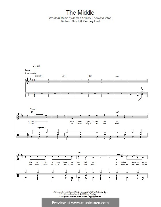 The Middle (Jimmy Eat World): Für Trommeln by James Adkins, Richard Burch, Thomas D. Linton, Zachary Lind