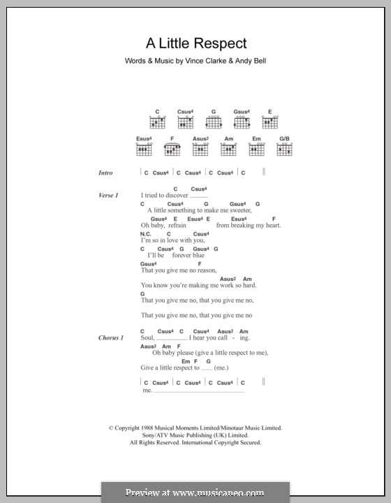 A Little Respect (Wheatus): Text und Akkorde by Andy Bell, Vince Clarke