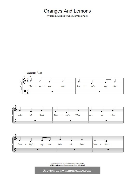 Oranges and Lemons: Einfache Noten für Klavier by Cecil Sharp