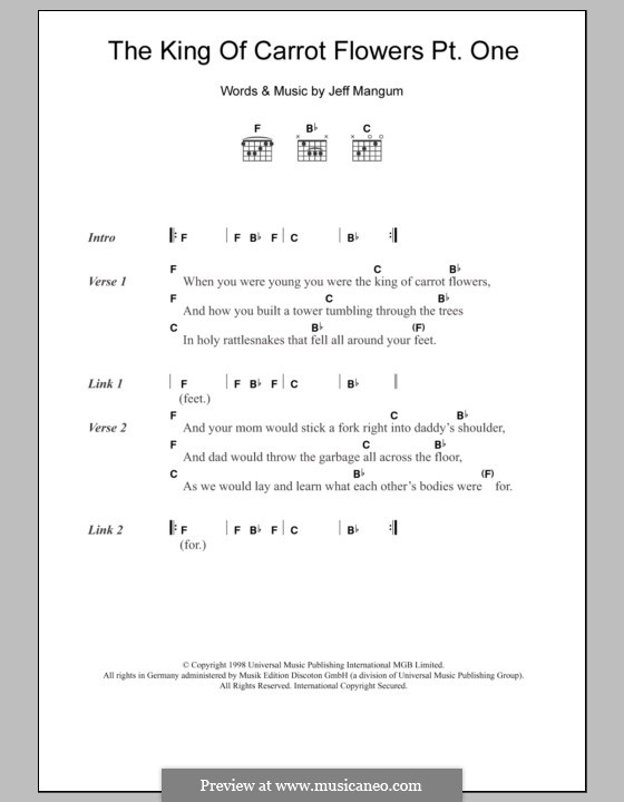 The King of Carrot Flowers Pt. One (Neutral Milk Hotel): Text und Akkorde by Jeff Mangum