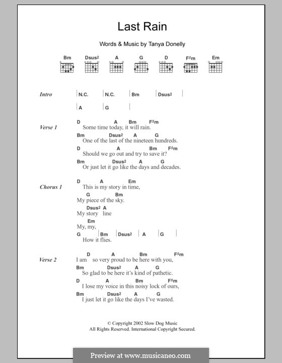 Last Rain: Text und Akkorde by Tanya Donelly