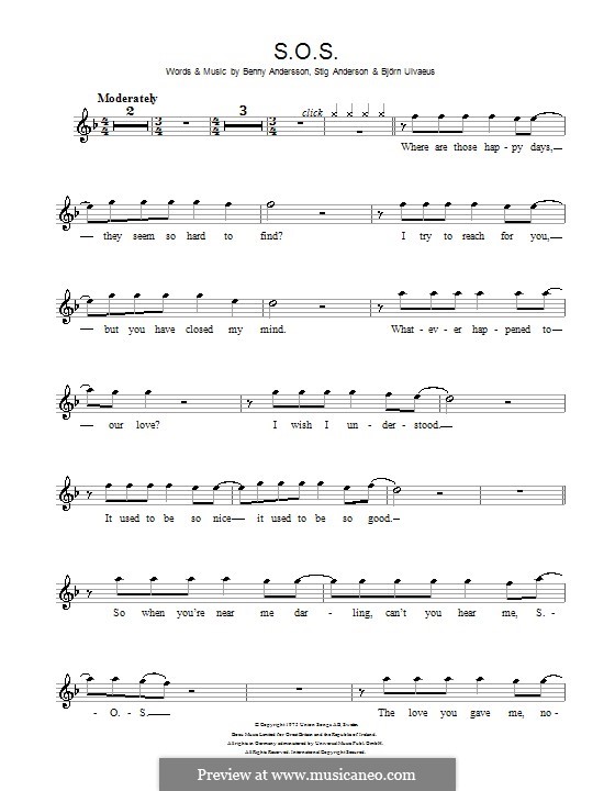 S.O.S. (ABBA): Für Gitarre mit Tabulatur by Benny Andersson, Björn Ulvaeus, Stig Anderson