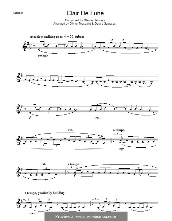 No.3 Clair de lune: Für Klarinette by Claude Debussy