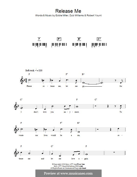 Release Me (Engelbert Humperdinck): Für Keyboard by Dub Williams, Eddie Miller, Robert Yount