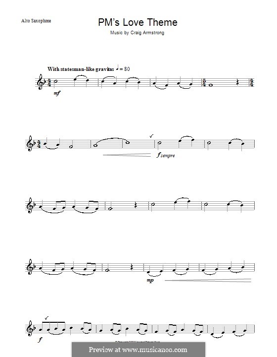 P.M.'s Love Theme (from Love Actually): Für Altsaxophon by Craig Armstrong