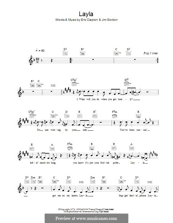 Layla (Derek and The Dominos) von J. Gordon - Noten auf MusicaNeo