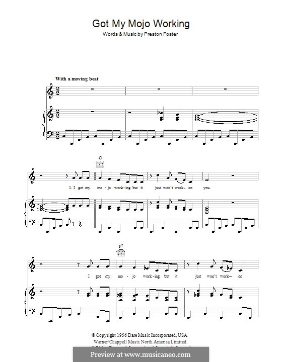 Got My Mojo Working (Muddy Waters): Für Stimme und Klavier (oder Gitarre) by Preston Foster