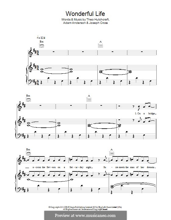 Wonderful Life (Hurts): Für Stimme und Klavier (oder Gitarre) by Adam Anderson, Joseph Cross, Theo Hutchcraft