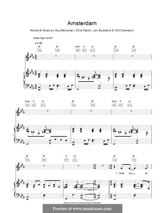 Amsterdam (Coldplay): Für Stimme mit Klavier oder Gitarre by Chris Martin, Guy Berryman, Jonny Buckland, Will Champion