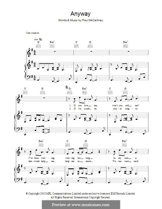 Anyway: Für Stimme und Klavier (oder Gitarre) by Paul McCartney