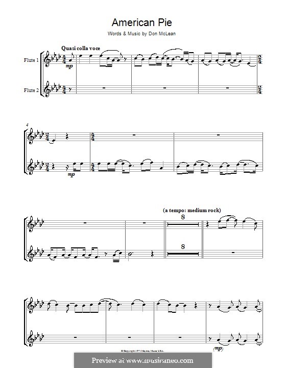 American Pie (Madonna): Für zwei Flöten by Don McLean