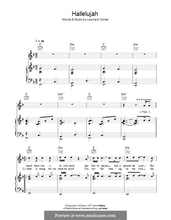 Vocal version: Für Stimme und Klavier oder Gitarre (F-Dur) by Leonard Cohen