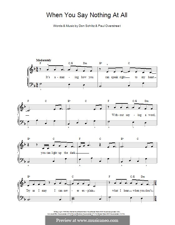 When You Say Nothing at All (Alison Krauss & Union Station): Für Klavier, leicht by Don Schlitz, Paul Overstreet