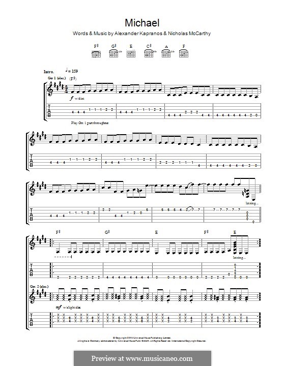 Michael (Franz Ferdinand): Für Gitarre mit Tabulatur by Alexander Kapranos, Nicholas McCarthy