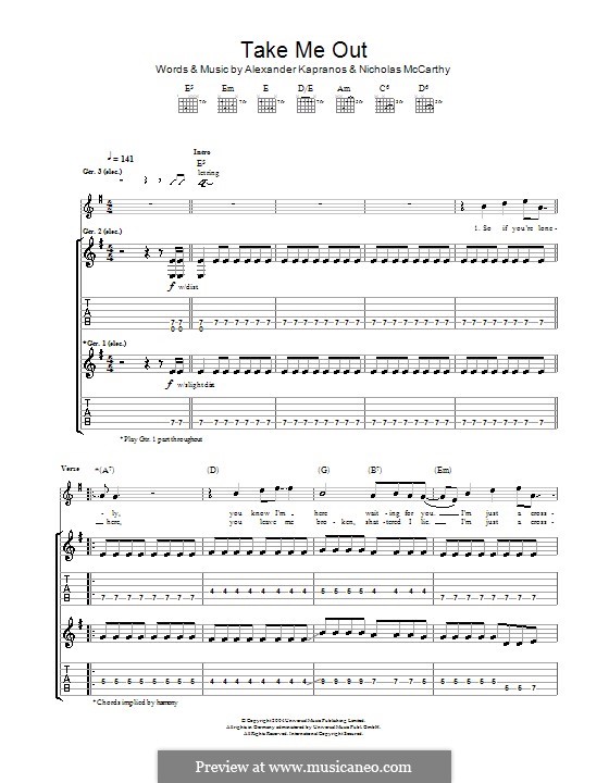 Take Me Out (Franz Ferdinand): Für Gitarre mit Tabulatur by Alexander Kapranos, Nicholas McCarthy