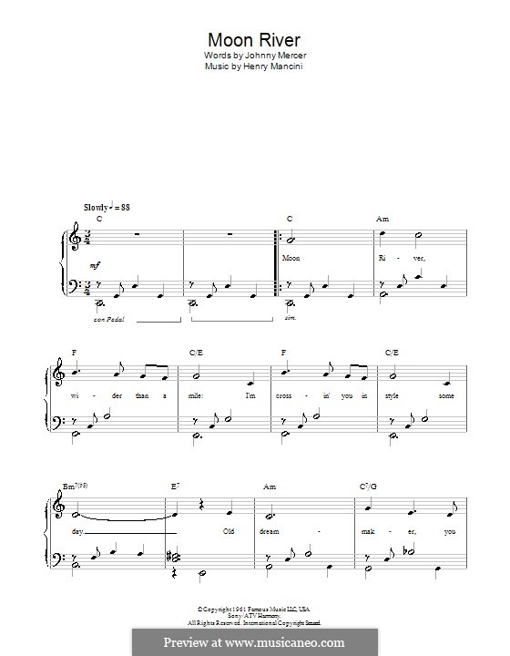 Piano version: Easy notes by Henry Mancini