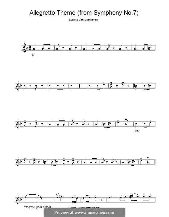 Movement II (Printable scores): Theme. Version for alto saxophone by Ludwig van Beethoven