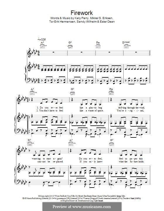 Vocal version: Für Stimme und Klavier (oder Gitarre) by Esther Dean, Katy Perry, Mikkel Storleer Eriksen, Sandy Wilhelm, Tor Erik Hermansen