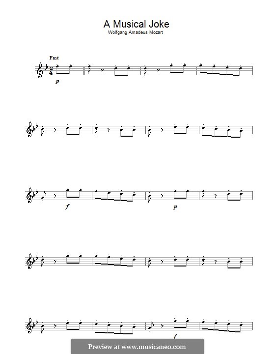 Ein Musikalischer Spass, K.522: Presto, für Saxophon by Wolfgang Amadeus Mozart