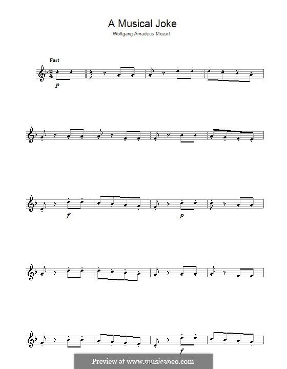 Ein Musikalischer Spass, K.522: Presto, für Klarinette by Wolfgang Amadeus Mozart
