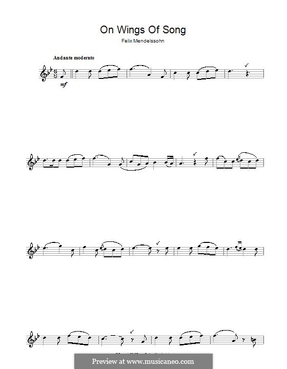 Sechs Lieder, Op.34: Nr.2 Auf flügeln des gesanges. Version für Flöte by Felix Mendelssohn-Bartholdy