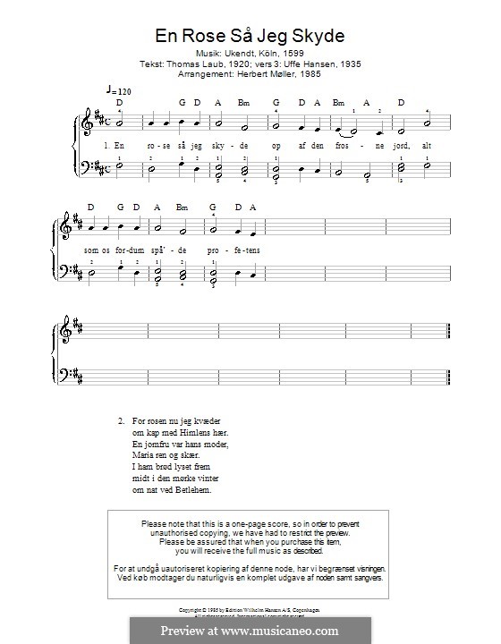 En Rose Så Jeg Skyde: Für Klavier by folklore