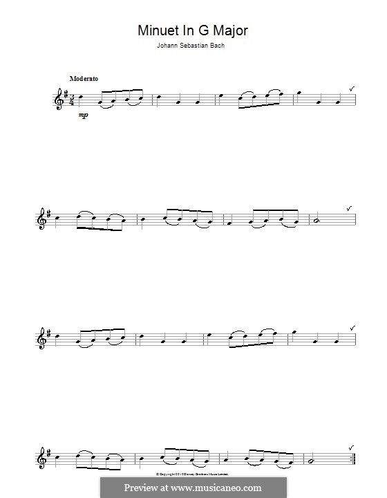 Nr.4 Menuett in G-Dur, BWV Anh.114: Für Flöte by Johann Sebastian Bach