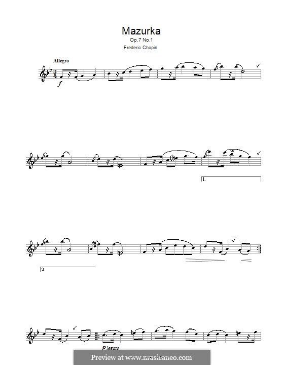 Mazurkas, Op.7: Nr.1, für Flöte by Frédéric Chopin