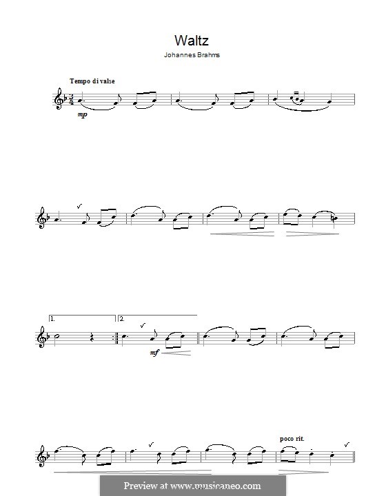 Waltz No.15 (Chamber arrangements): Für Klarinette by Johannes Brahms