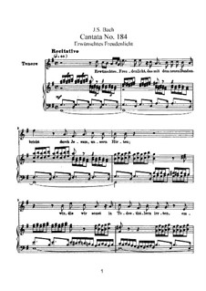 Erwünschtes Freudenlicht, BWV 184: Piano-vocal score by Johann Sebastian Bach