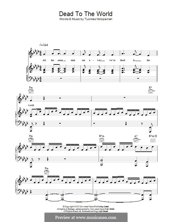 Dead to the World (Nightwish): Für Stimme und Klavier (oder Gitarre) by Tuomas Holopainen