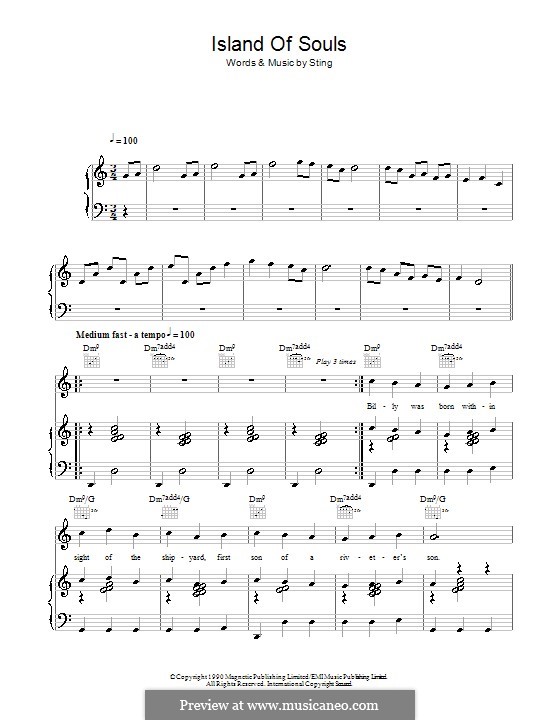 Island of Souls: Für Stimme und Klavier (oder Gitarre) by Sting