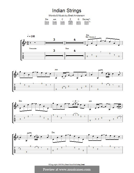 Indian Strings (Suede): Für Gitarre mit Tab by Brett Anderson