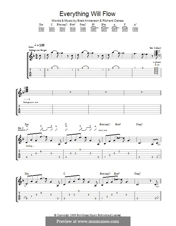 Everything Will Flow (Suede): Für Gitarre mit Tab by Brett Anderson, Richard Oakes