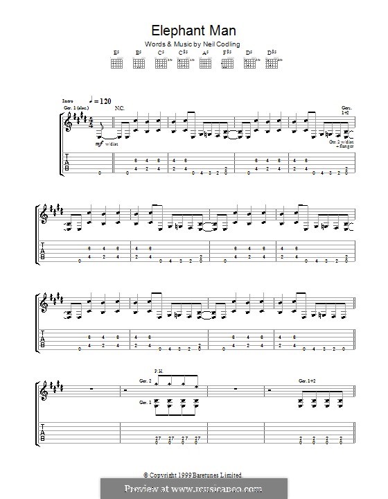 Elephant Man (Suede): Für Gitarre mit Tabulatur by Neil Codling