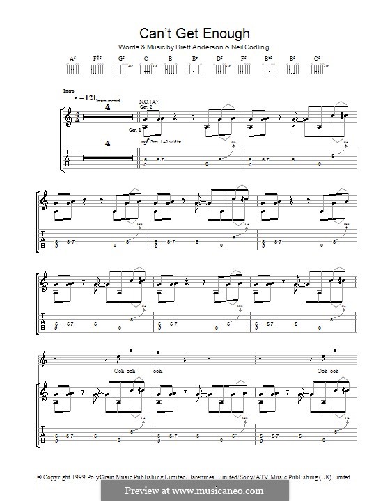 Can't Get Enough (Suede): Für Gitarre mit Tab by Brett Anderson, Neil Codling