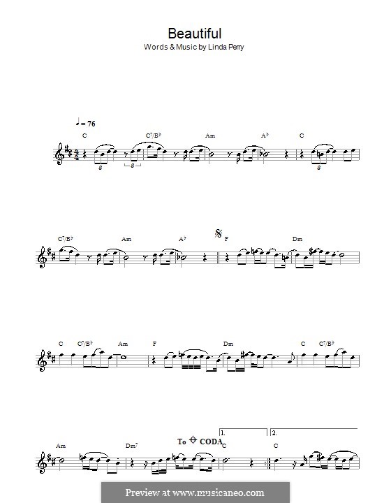 Beautifull (Christina Aguilera & Beverly McClellan): Für Klarinette by Linda Perry