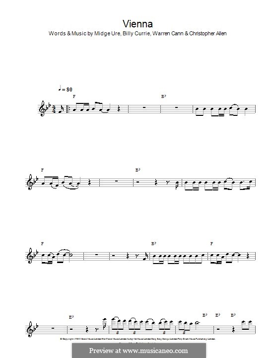 Vienna (Ultravox): Für Flöte by Billy Currie, Christopher Allen, Midge Ure, Warren Cann