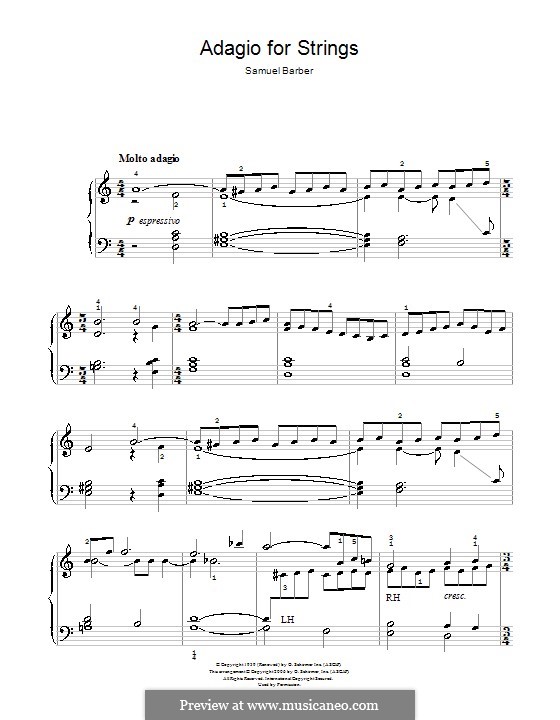 Adagio für Streicher, Op.11: Version für leichtes Klavier by Samuel Barber