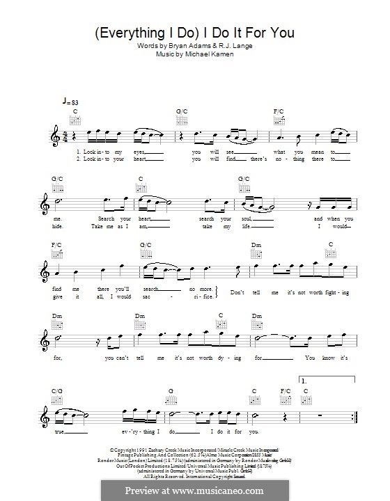Vocal version: Melodie, Text und Akkorde by Michael Kamen