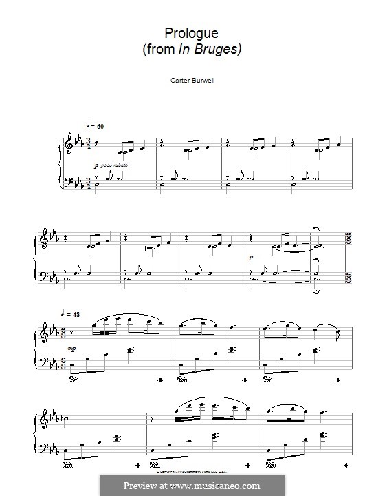 Prologue (from In Bruges): Für Klavier by Carter Burwell