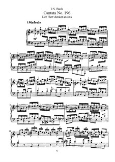 Der Herr denket an uns, BWV 196: Piano-vocal score by Johann Sebastian Bach