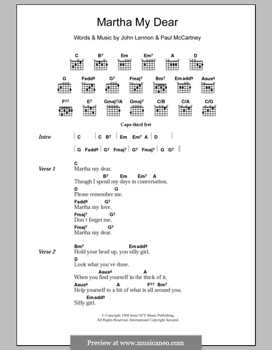 Martha My Dear (The Beatles): Text und Akkorde by John Lennon, Paul McCartney