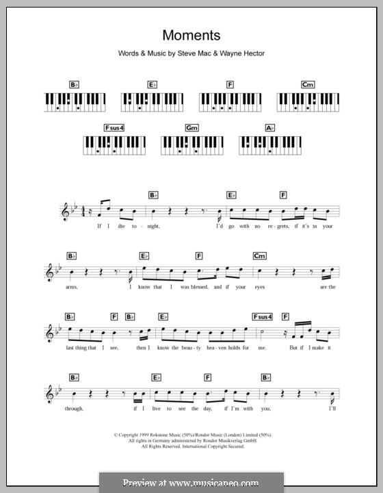 Moments (Westlife): Für Keyboard by Steve Mac, Wayne Anthony Hector
