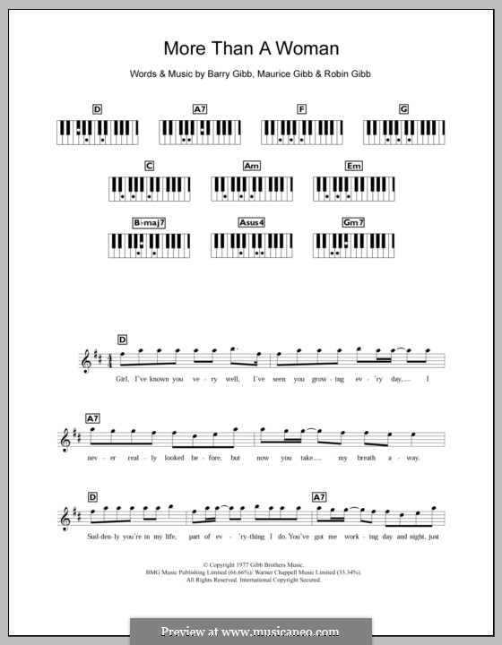 More Than a Woman (The Bee Gee): Für Keyboard by Barry Gibb, Maurice Gibb, Robin Gibb