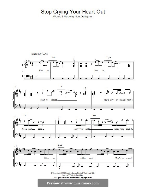 Stop Crying Your Heart Out (Oasis): Für Klavier, leicht by Noel Gallagher